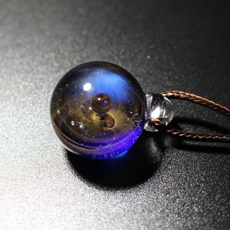 Ожерелье из разноцветного стекла с бусинами и планетами, цепочка из галактики, дизайн солнечной системы, ожерелье для женщин, рождественский подарок - Окраска металла: 9