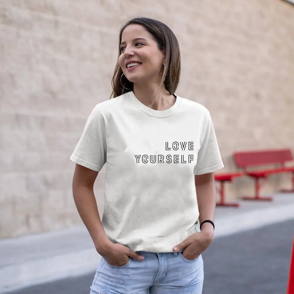 

Love Yourself Print New Arrival Summer Women's Funny Casual Cotton T-Shirt let this be an even greater reminder to love yourself