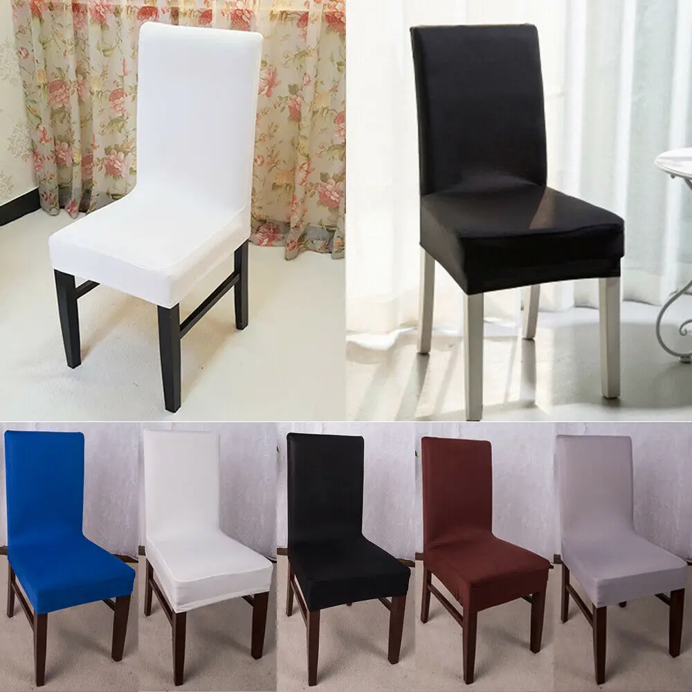 

1PC High Stretch Elastic Dining Room Wedding Banquet Chair Cover Home Decor Solid Color Washable Chair Cover