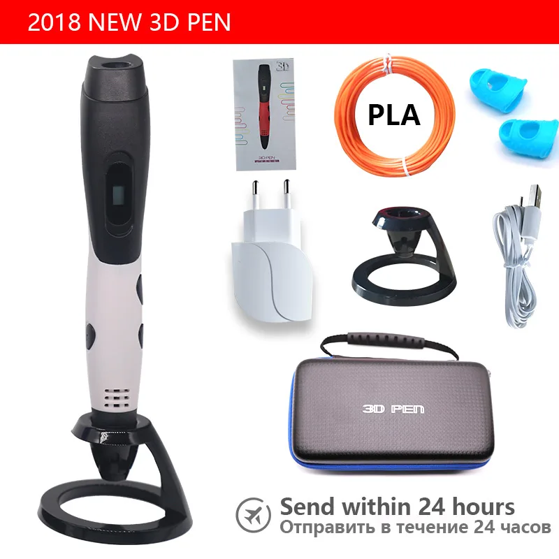 Модная 3d-ручка, 3d-ручка для принтера и пластиковый Пластик PLA/ABS, можно использовать на открытом воздухе, питание от USB,, сумка, подарок на Рождество - Цвет: only  white