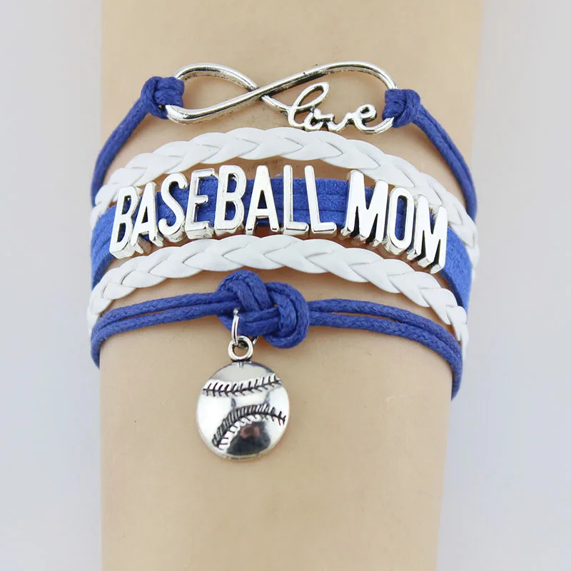 Infinity Love Baseball Mom Bracelet Baseball Charm Handmade Rope