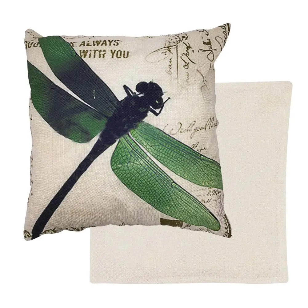 

Vintage Dragonfly Print Square Throw Pillow Sofa Cushion Protector Cover Case Set