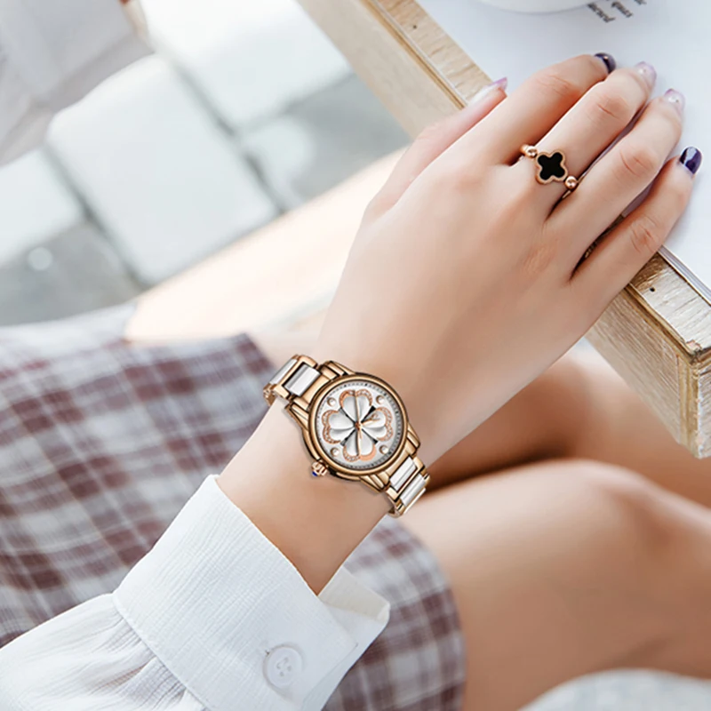 

SUNKTA Luxury Ceramic Watch Ladies Waterproof Rose Gold Women Watch Top Brand Bracelet Clock Relogio Feminin Hot Quartz Watch