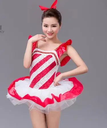 Балетная юбка пачка в красно белую полоску с блестками для взрослых детей