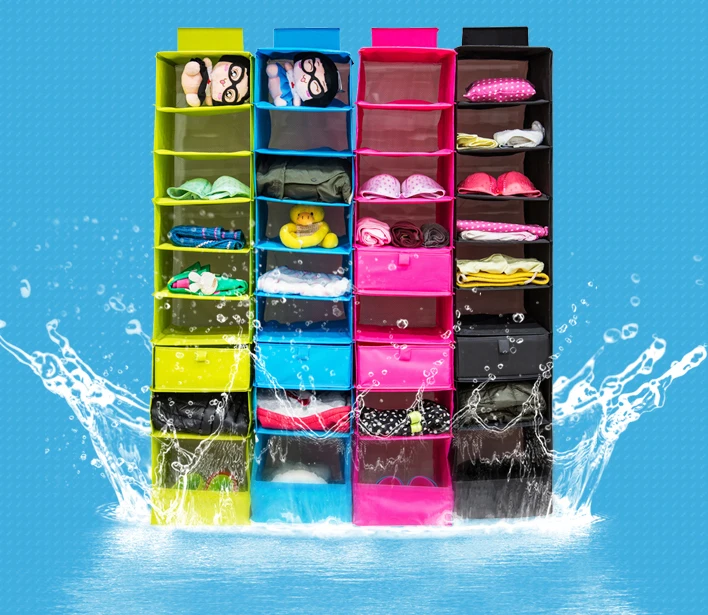 Washable Color Organizer Collection Hanging Accessory Shelves, 9-Shelf Shoes Organizer, Hanging Closet Organizer Storage Bag (3)