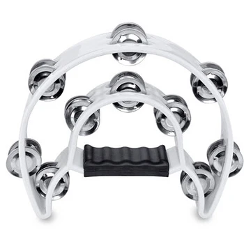 

SYDS Double Row Jingles Half Moon Musical Tambourine Percussion Drum White Party KTV