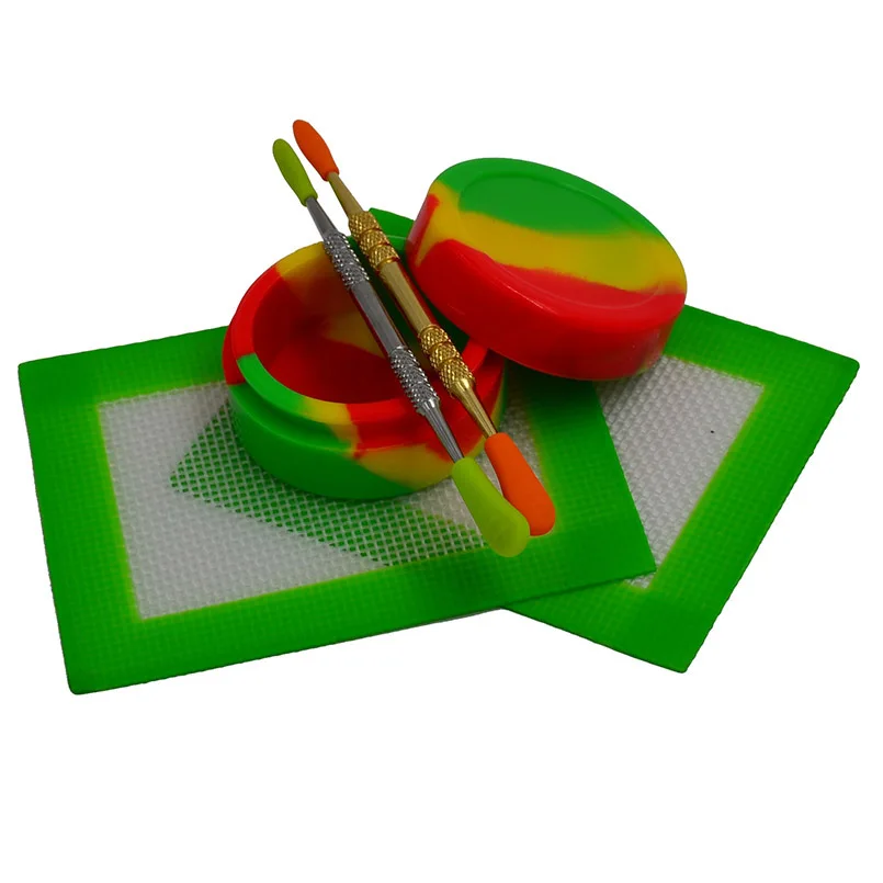 

Non Stick 22ml Silicone Slick oil concentrate Container Dab wax Jar+2pcs Bho Dabber Carving tool+2pcs Baking Silicone mat pads