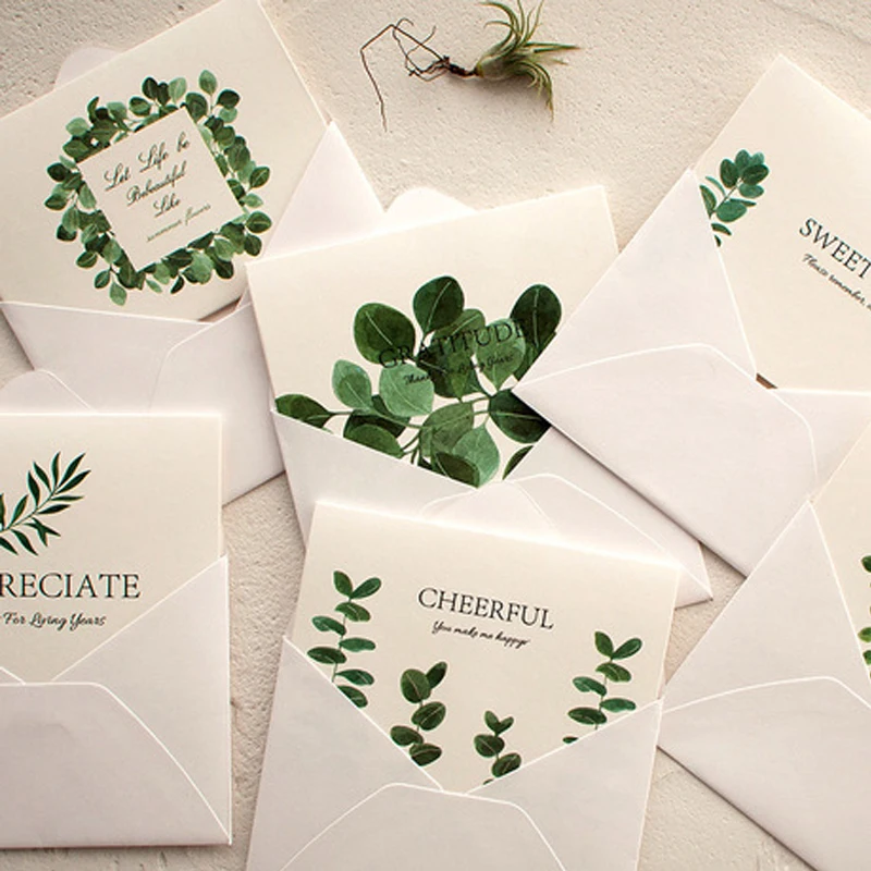 

6pcs/lot Retro Rural Greeting Cards Thank You Card with Envelopes for Holiday Season Wedding Decoration Gifts Cards