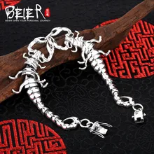 Cadena de la mano de la vendimia beier 925 plata esterlina pulsera centipede enlace cadena pulsera animal hombres accesorios joyería sctyl0150