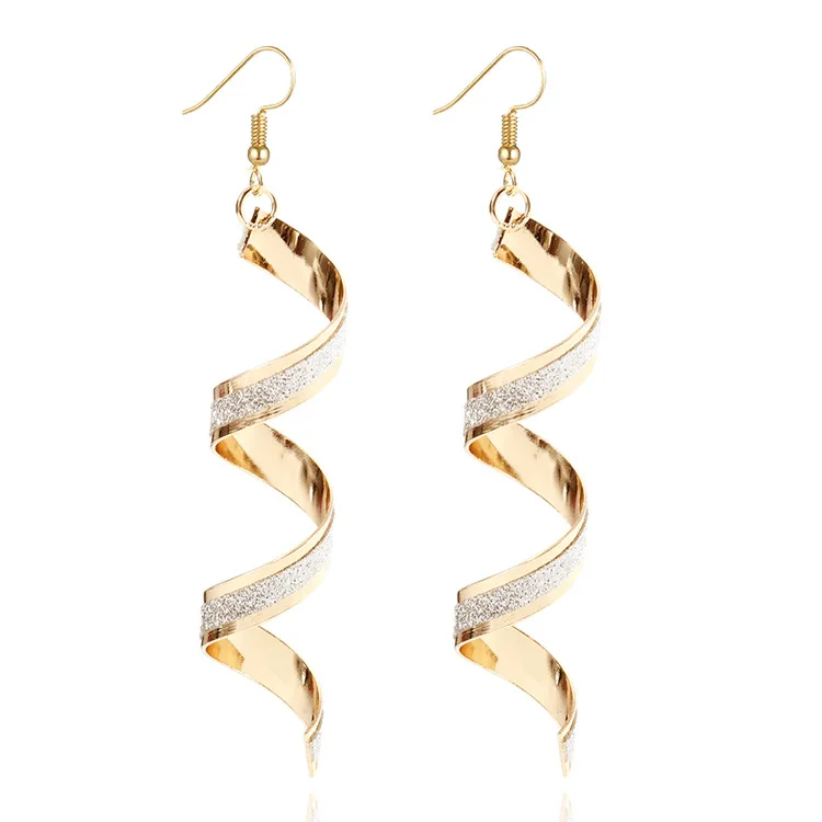 

LISMFashion Hot Sale European Style Personality Abrasive Spiral Geometry Long Earrings Simple Hook Earring Jewelry For Women