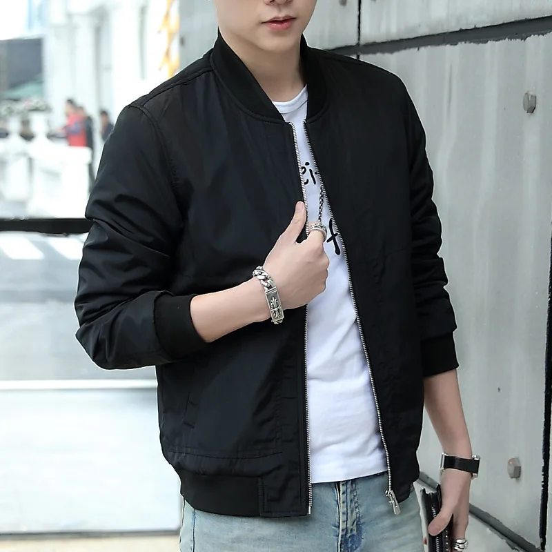 

Plus Size M-4XL Men Spring Autumn Jacket Casual Slim Solid Coat For Man 2018 New Arrival Khaki / Red / Gray / Black / Dark Blue