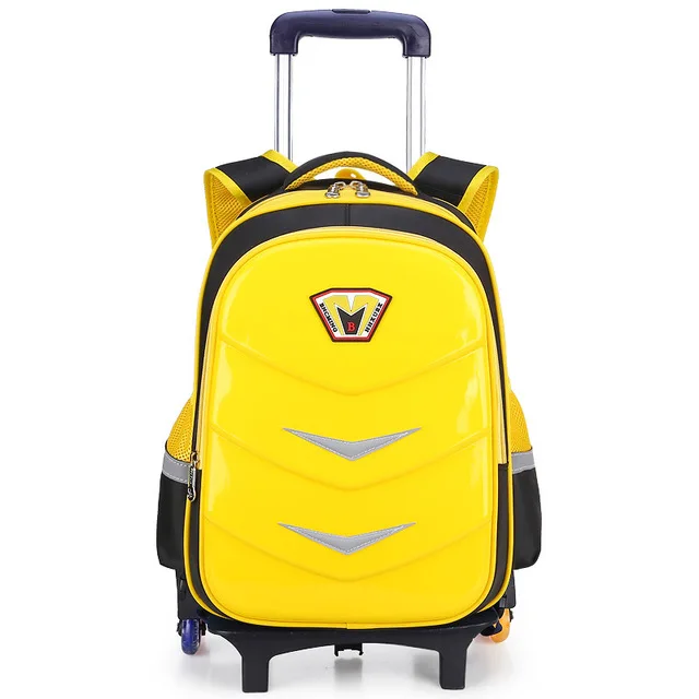Детские школьные сумки для девочек и мальчиков, рюкзаки на колесиках, детские дорожные сумки на колесиках, съемный рюкзак, детский школьный рюкзак - Цвет: yellow-6 wheels