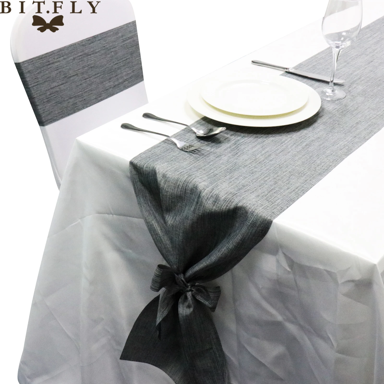 

2017 new design Vintage Burlap Jute Imitated Linen Table Runner Rustic Wedding Banquet Party Decor with ribbons diy Bow as gift