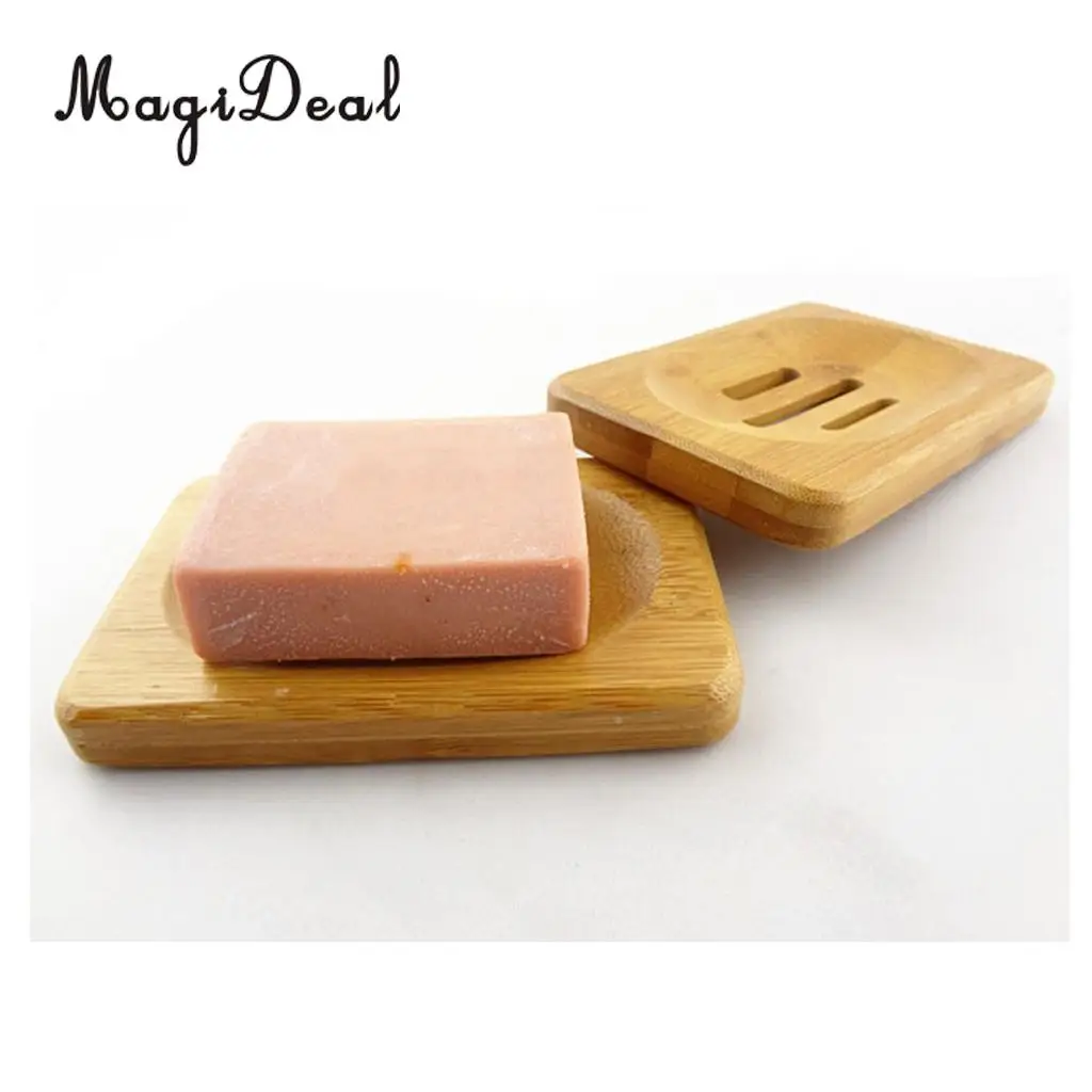 MagiDeal Bamboo Soap Holder Dish Bathroom Shower Storage Support Plate Stand Handmade