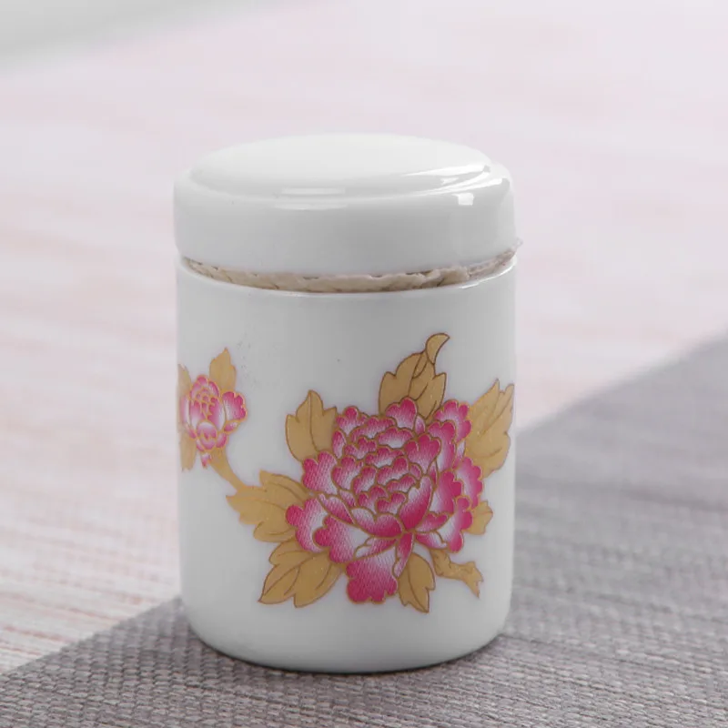 Компактный портативный герметичный чайник белый керамический контейнер для хранения порошка сушеные гайки банки для конфет контейнер для крупы Органайзер банок - Цвет: mudanhua