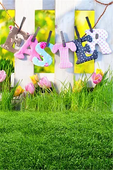 

Hot Sale Easter Photography Background Letter Racks Fences Green Screen Photography Backdrops Backgrounds for Photo Studio Props