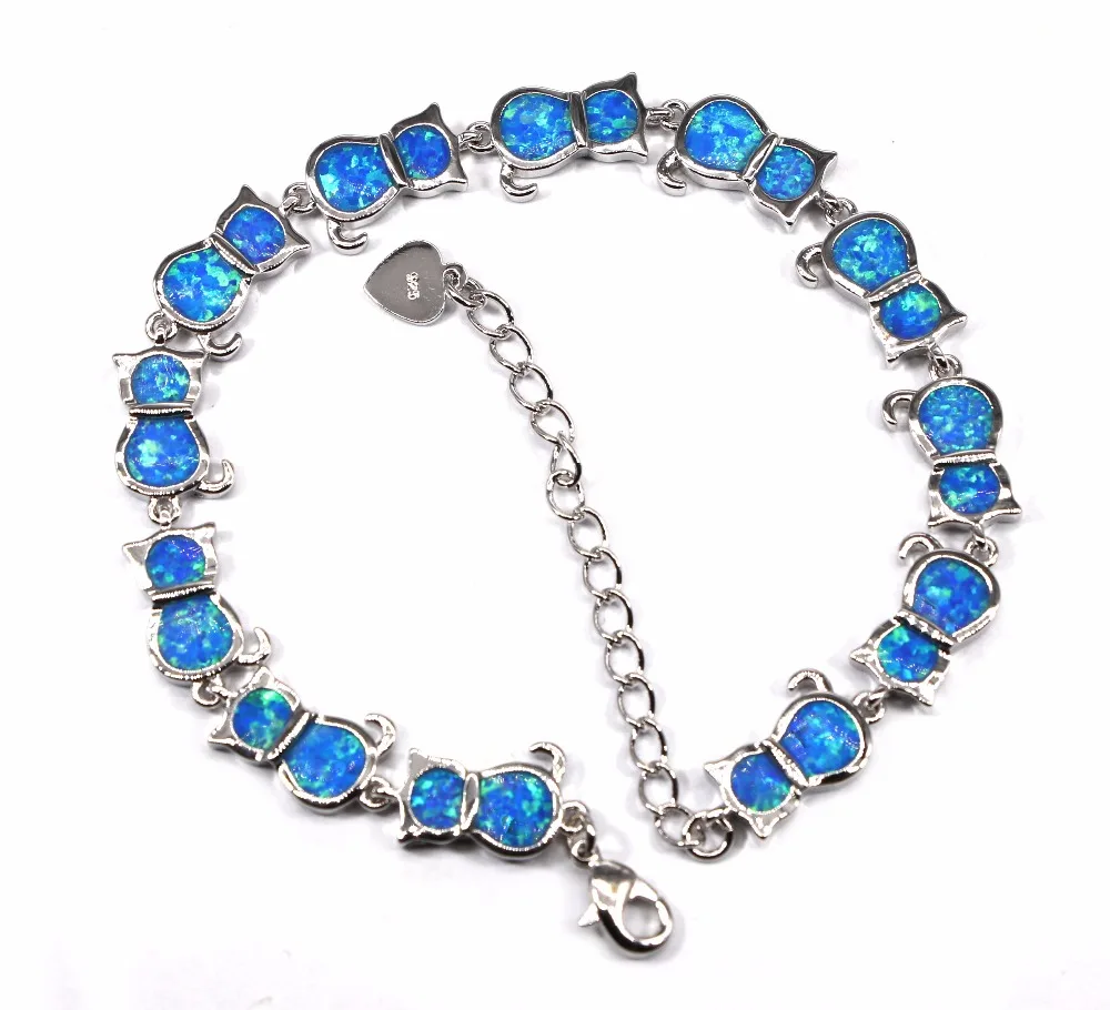 

SZ0081 elegant animal chain blue opal bracelet silver chain bracelet and bracelet ladies fashion jewelry