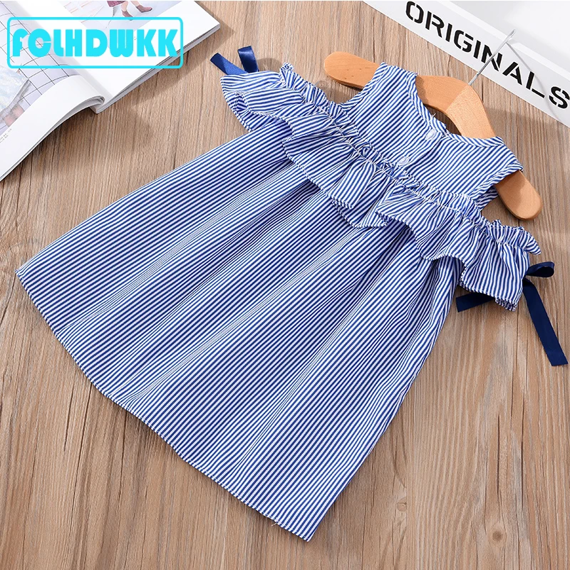 Girls Summer Dress Brand stripe Baby Dress Children Costume for Kids Clothes Baby Dress+ Headband Outfits For Children Cute
