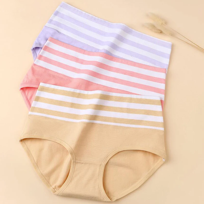 Cotton abdomen soft breathable sweat-absorbent seamless stripes high elastic waist triangle briefs free shipping Cotton abdomen soft breathable sweat-absorbent seamless stripes high elastic waist triangle briefs free shipping