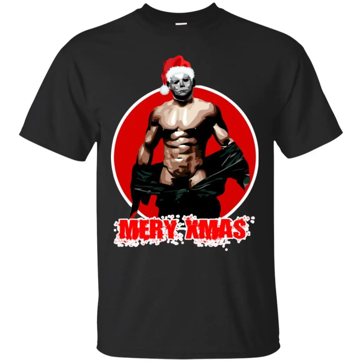 Xmas Shirt Michael Myers T Shirt Christmas Funny Design Mens Top Black