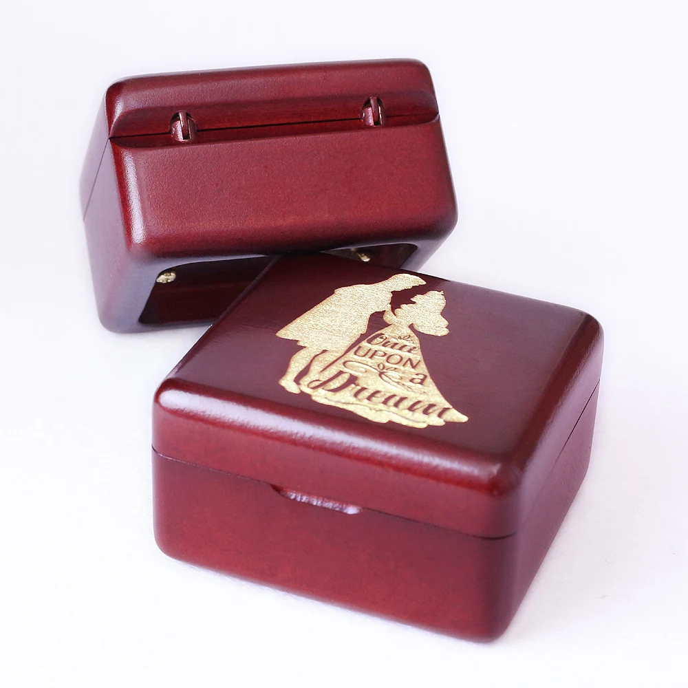 Sinzyo Handmade Wooden Once upon a December Music Box birthday Gift For Christmas/Birthday/Valentine's day gift box Wine red
