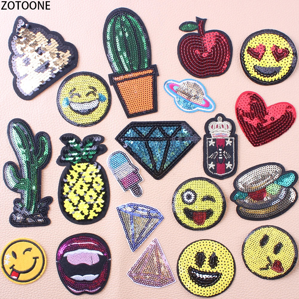 

ZOTOONE Wild Impression Iron on Patches for Clothes Embroidered Patch DIY Sequin Applications Clothing Badges Stickers Appliques