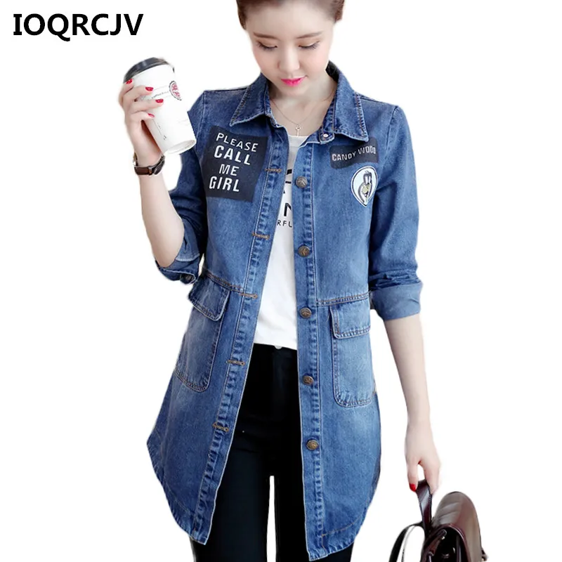 Denim Jacket For Women 2019 Spring and Autumn Korean Pockets Buttons Long Sleeve Outerwear Ladies Casual Coat Large Size R237 | Женская