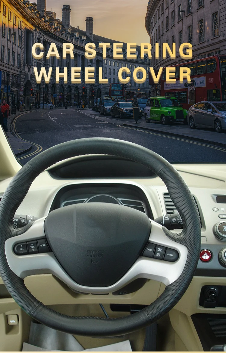 Ручная швейная Автомобильная крышка рулевого колеса для Honda Civic 8 2006-2011(2 спицы) Авто оплетка на рулевом колесе крышка автомобиля Стайлинг