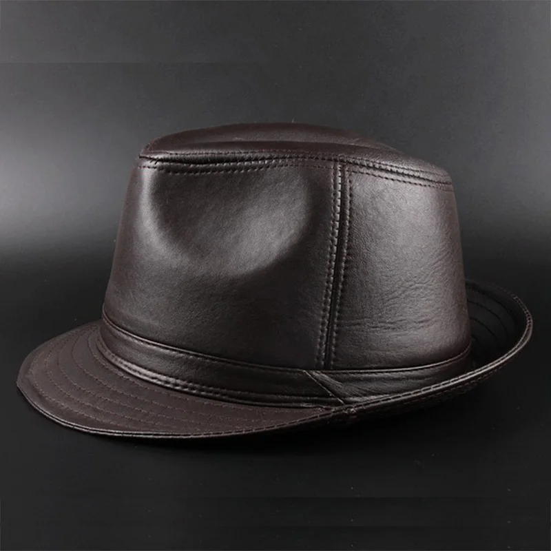 Натуральная Овчина кожа высокого качества Мужская черная шляпа от солнца для джентльмена зимняя теплая церковная сомбреро фетровая шляпа 20