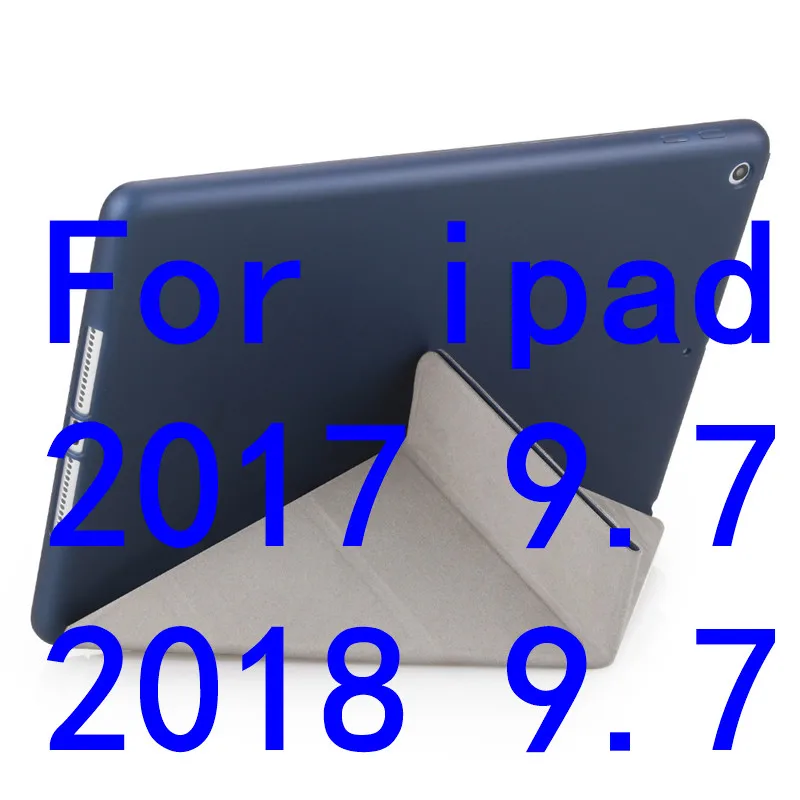 Ультра тонкий стенд из искусственной кожи чехол для apple ipad 2/3/4 чехол Мягкая задняя откидная смарт-Крышка для ipad 2 017 9,7 дюймов Настольный Чехол+ пленка - Цвет: 2017 dark blue