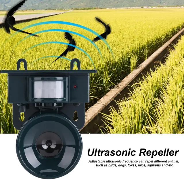 Ultrasonic Bird Repeller Solar Powered PIR Motion Sensor Ultrasonic Pest Repeller Bird Dog Cat Fox Mouse Chaser