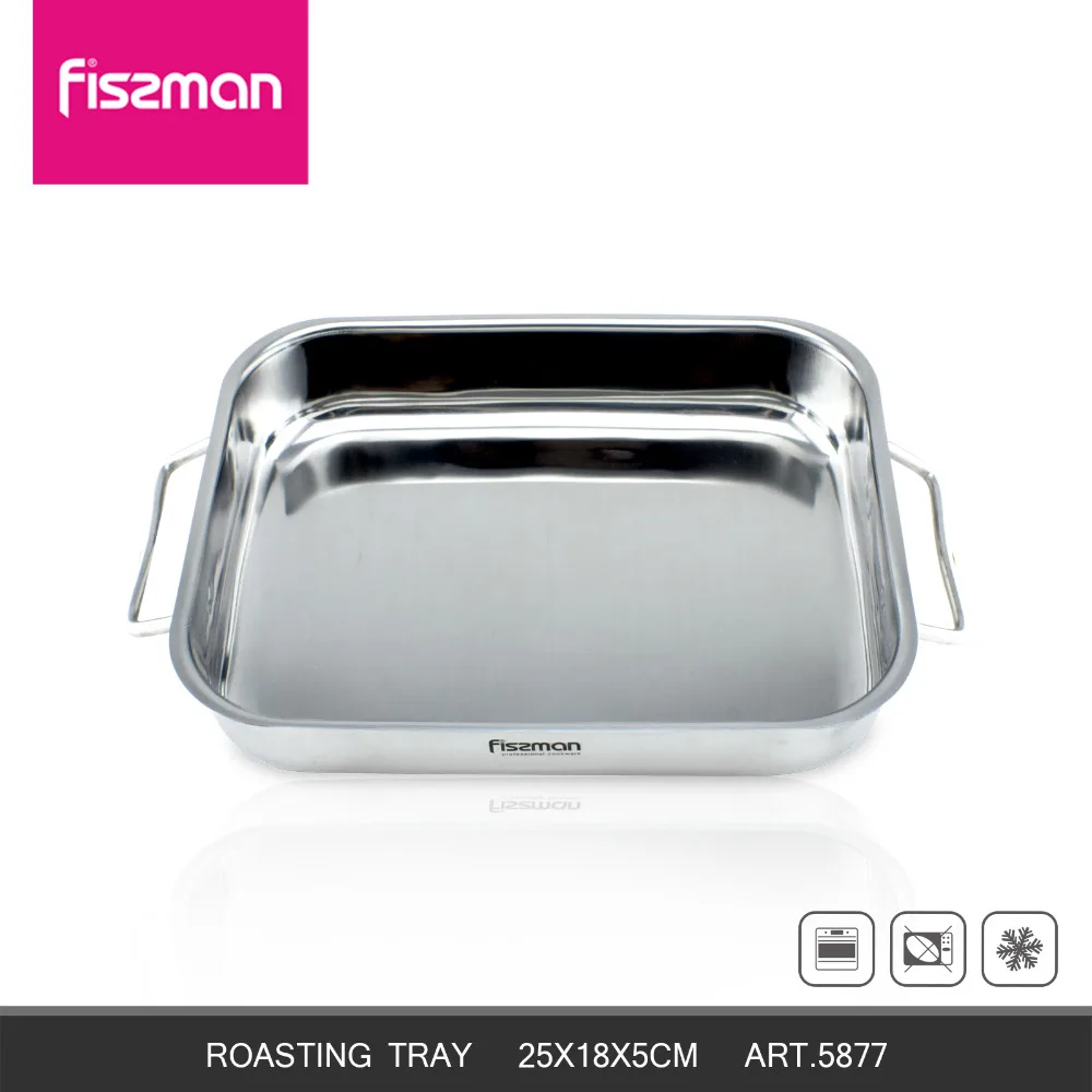 

Fissman 25*18*5cm 18/0 Stainless Steel Square Baking Pan Tray Polish Material High Quality Utensilios Cookie Roasting Tray