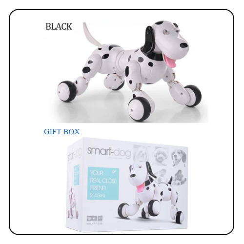 777-338 подарок на день рождения RC zoomer dog 2,4G беспроводной пульт дистанционного управления умная собака электронный питомец Развивающие детские игрушки Робот Игрушки - Цвет: black-GIFT BOX