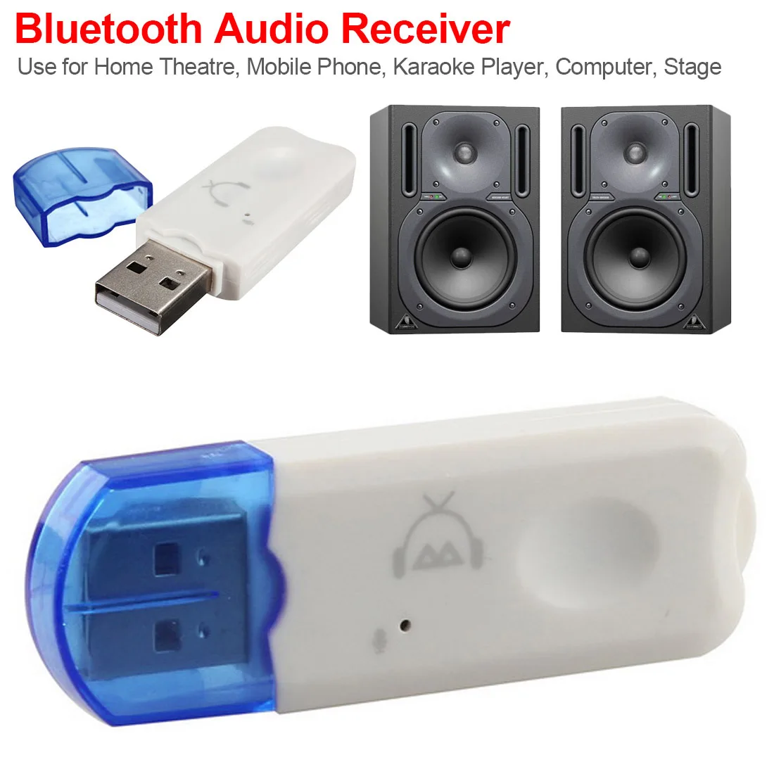 Vococal Portatile USB Bluetooth 2.1 Adattatore Dongle Musica Audio Stereo Ricevitore con Cavo Audio da 3,5 mm per Sistemi Audio Casa Stereo Altoparlanti Cuffie Auto Musica 