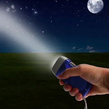 

mini Portable Bright Manual Powered Dynamo LED Hand Pressing Torch Flashlight With strap practical Survival Camping Tool