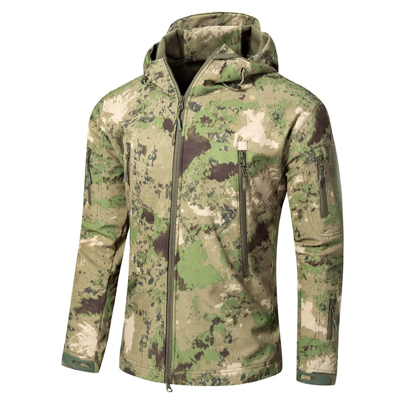Comprar De talla grande XS 5XL para hombre chaquetas tácticas de concha suave impermeable de piel de tiburón de combate al aire libre caza ropa Camping escalada abrigo