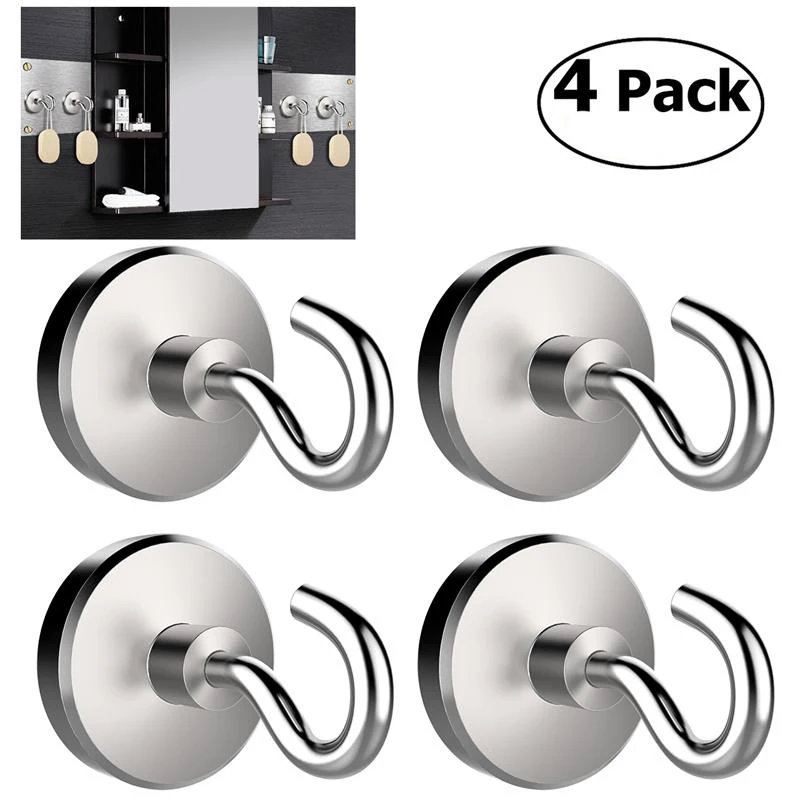 LUOEM4pcs 40LB Hooks Neodymium Hanging Storage Hook Holder Set