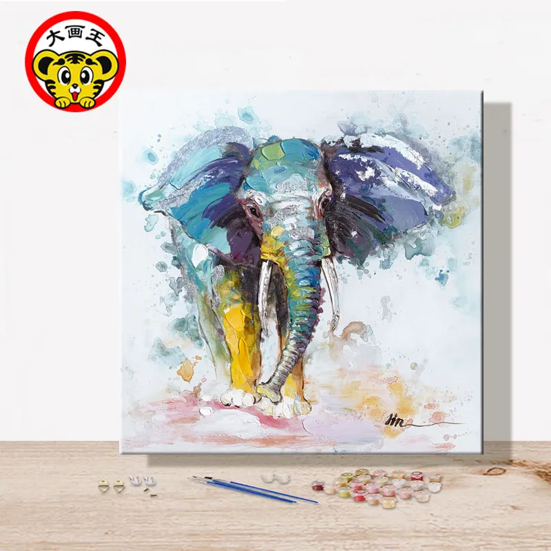 Краска по номерам художественная живопись по номерам быть свирепым с цветными птицами Крупный рогатый скот Слон Тигр кошка чернила заполнение и раскраска - Цвет: 21835