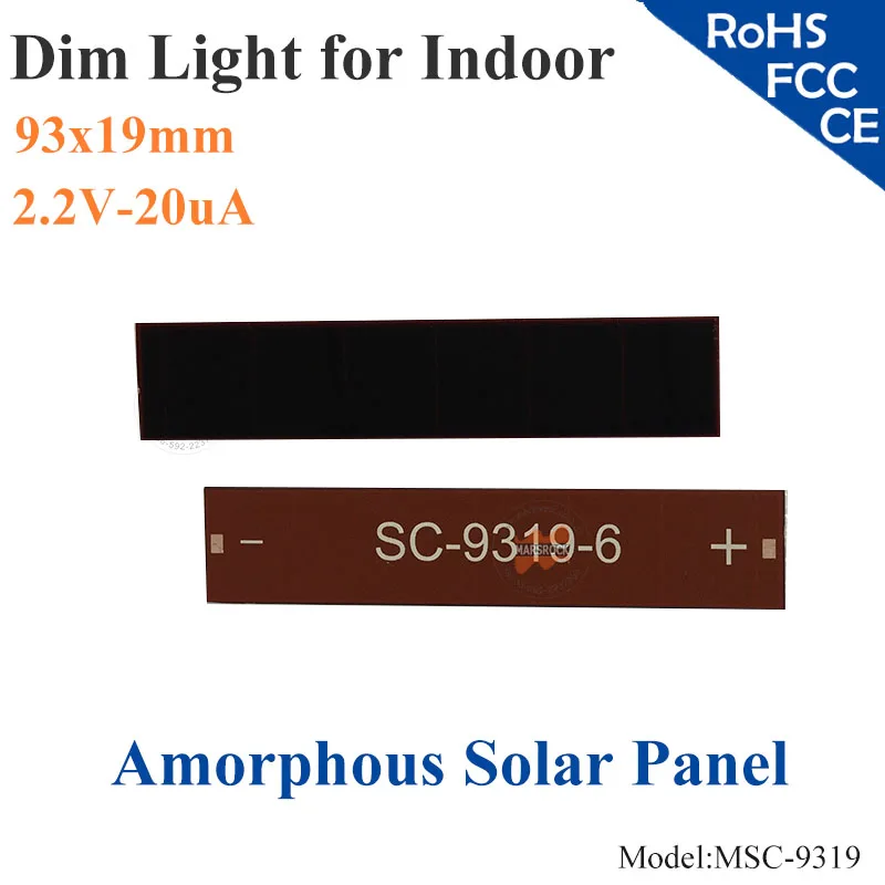 Solares de Silício Amorfo de Película Fina para o Interior do Produto Ito de Células Luz Vidro Calculadora Brinquedos 0-1.5 Bateria 93x19mm 2.2 v 20ua Dim