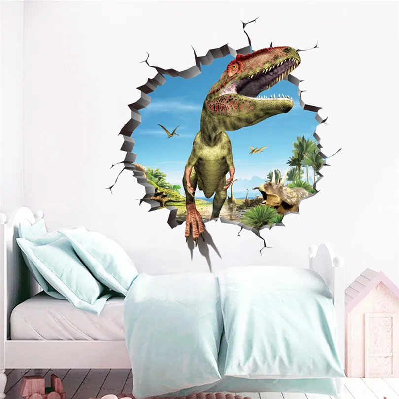 Home Decoration Creative Livingroom Cool 3D Dinosaur Floor Wall Sticker Removable Vinyl Art Home Decal DIY For Gift (3)