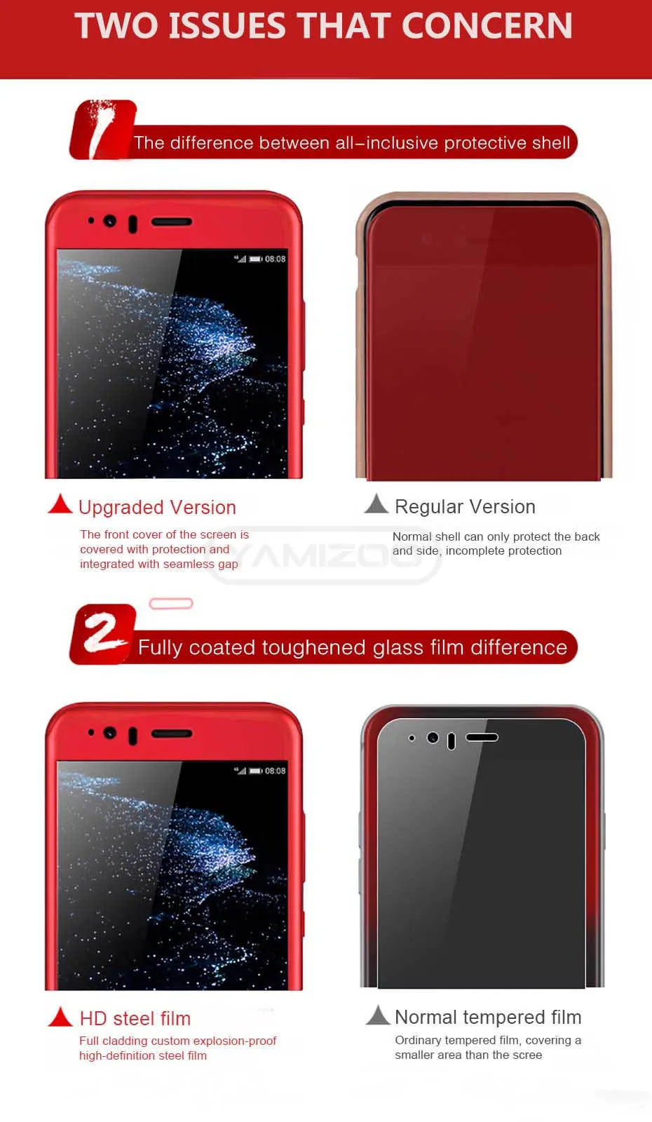 YAMIZOO 360 Full Cover For Huawei P20 P10 Lite Case Luxury Hard Phone Case P10 Plus With Glass Case For Huawei P20 Pro Case On (13)