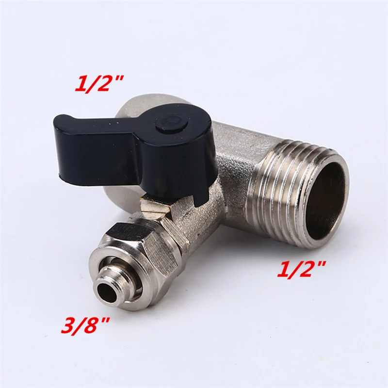 

Household Water Filter Copper There Way 3/8" Quick Connect Ball Valve For RO System Water Purifier Parts