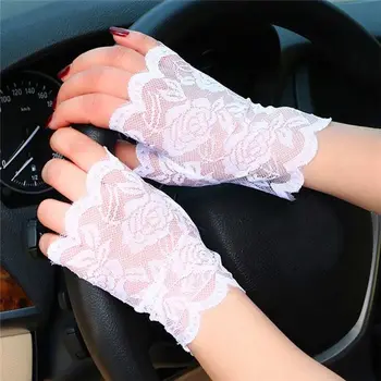 

arrival Women Sexy Lace Sunscreen Fingerless Gloves Driving Anti-UV Party Gloves
