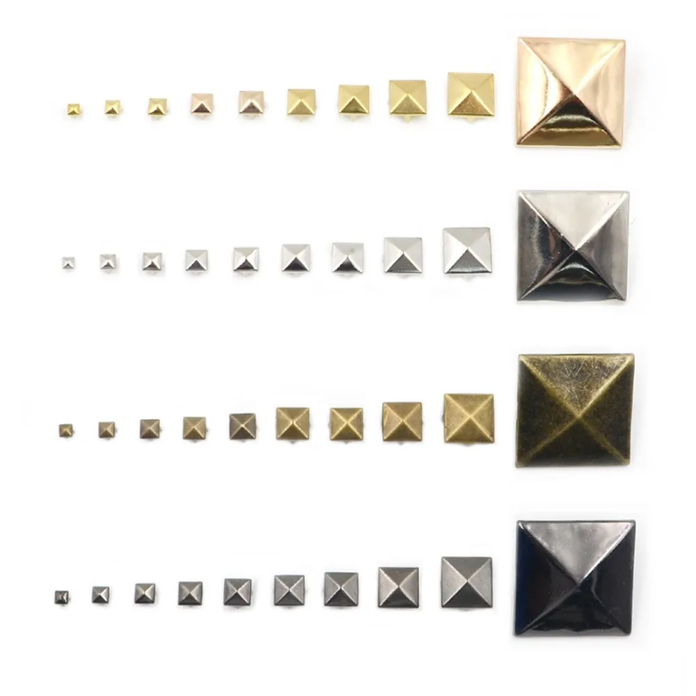 

100pcs 15mm Mix 4 Colors Square Pyramid Studs Rivets Spots Spikes DIY Punk 4 Claws
