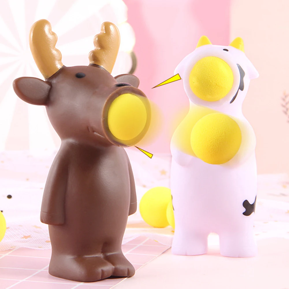 New Creative Soft Rabbit Animal Pop out Shoot Ball Anti-Stress Squeeze Kids Toy Gift Soft Sticky Stress