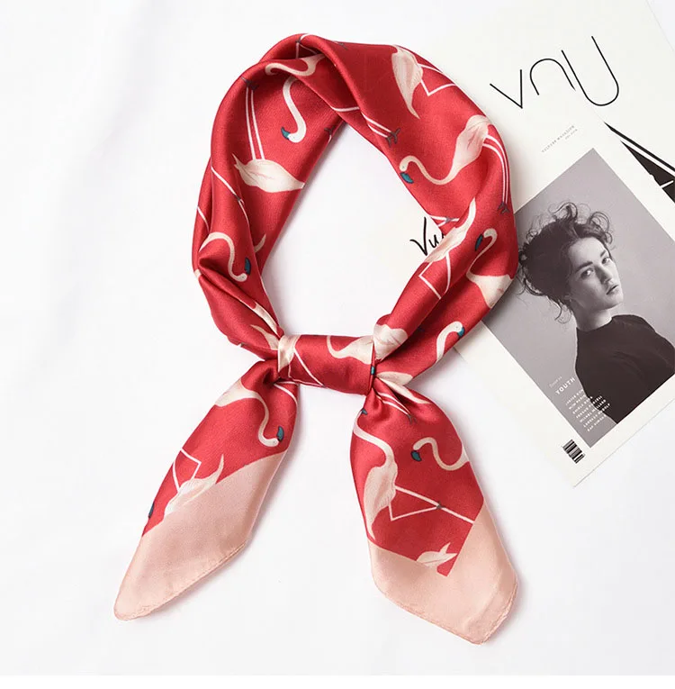 

Yishine 70x70 CM Women Multifunction Polyester Silk Scarf Leopard Prints Summer Satin Long Wraps Flamingo Scarves Shawl