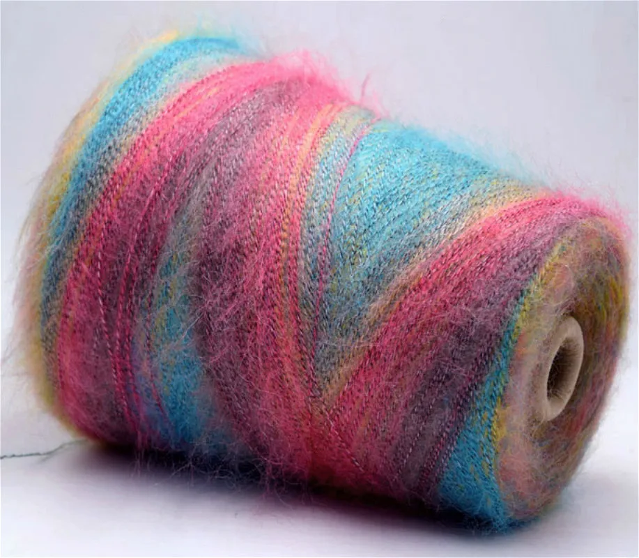 50 G/ball Fancy Gradient Color Fine Mohair Yarn Soft Warm Yarn for Hand