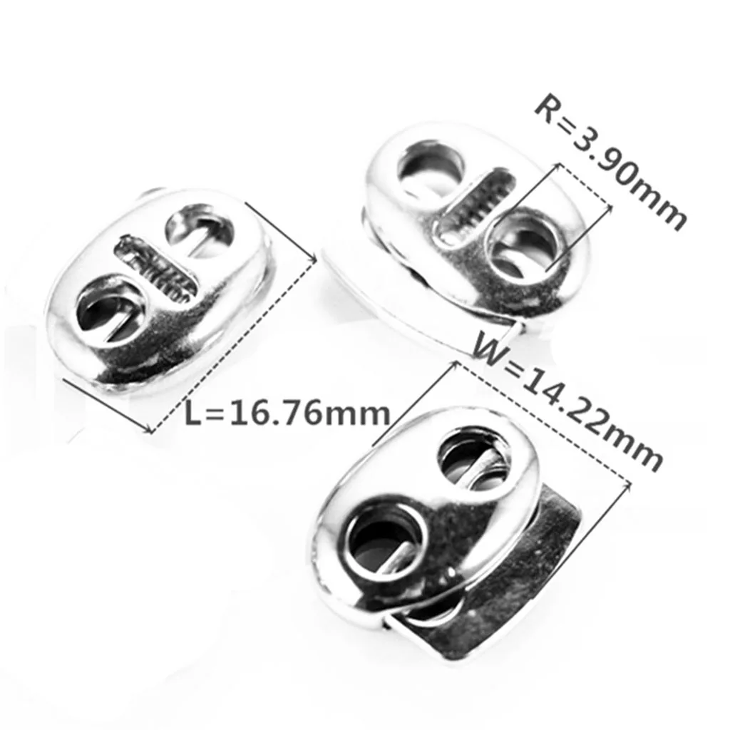 6Pcs Metal Dual Hole Gray Oval Bean Lanyard String Cord Locks Stopper Fastener Slider Toggle Ends Sportswear Shoelace Adjuster