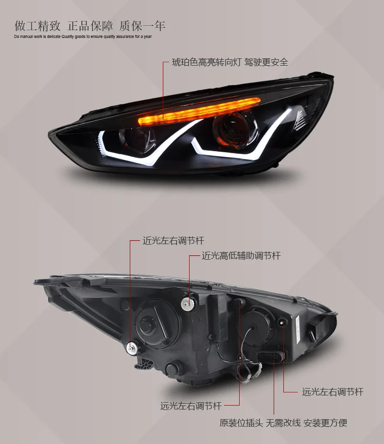 D_YL стайлинга автомобилей для Ford focus фары светодиодная фара для focus LED DRL Объектив Двойной Луч H7 спрятал bi Xenon объектива