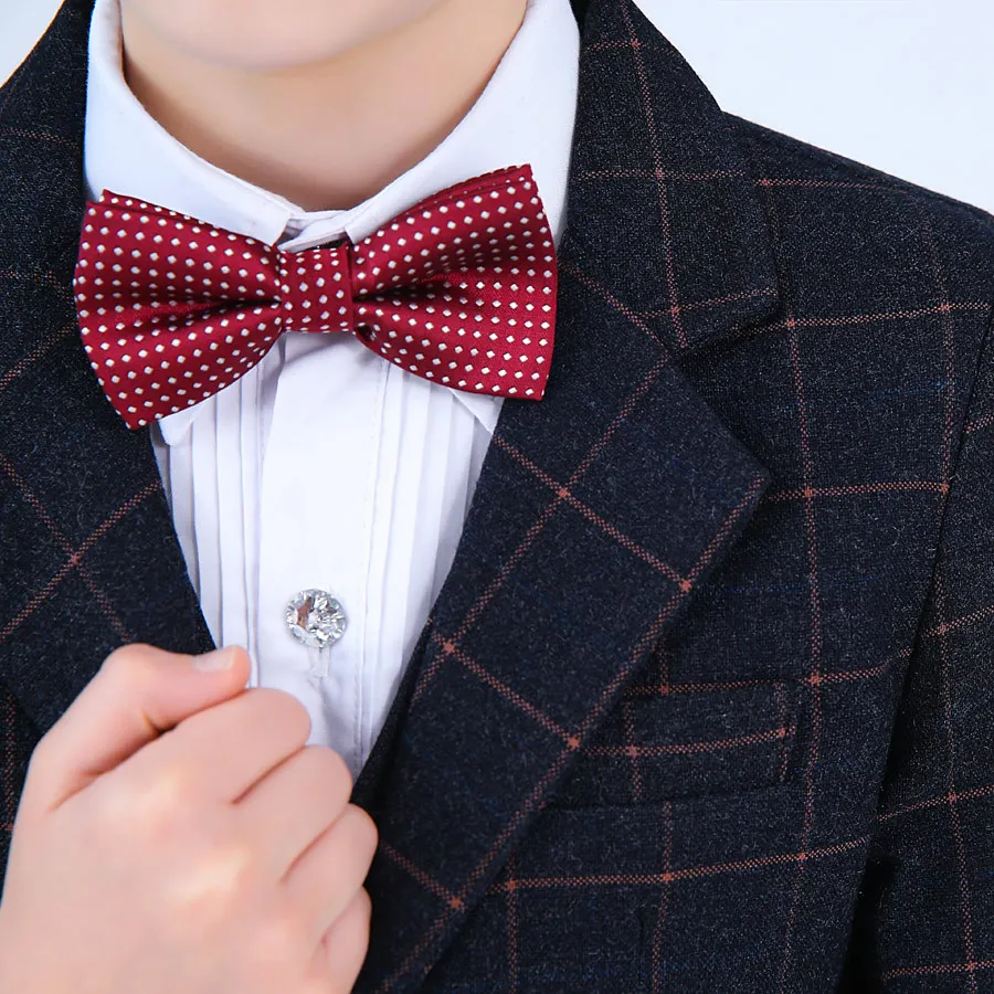 Formal Children 4pcs Dresses Suits Set Flower Boys Wedding Piano Performance Prince Costume Kids Blazer Shirt Pant Bowite Outfit